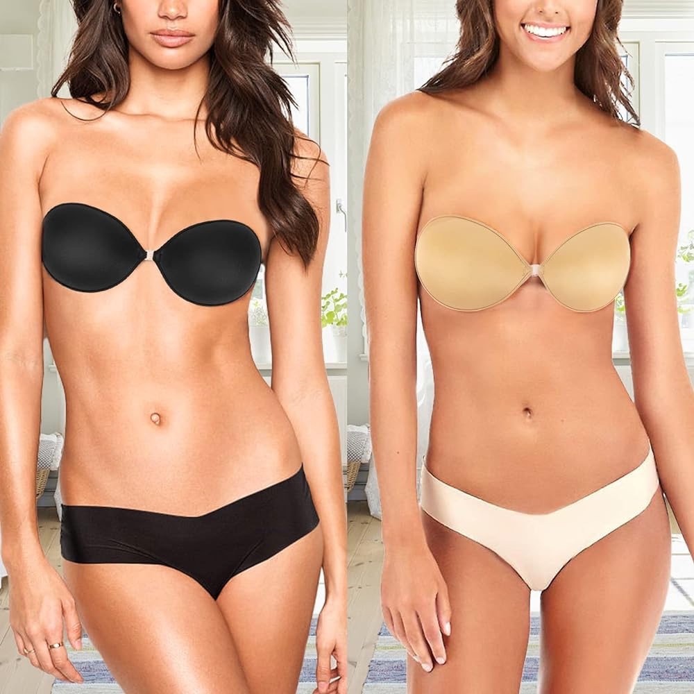 Ticoni Adhesive Bra Invisible Sticky Strapless Push-Up Reusable Size B